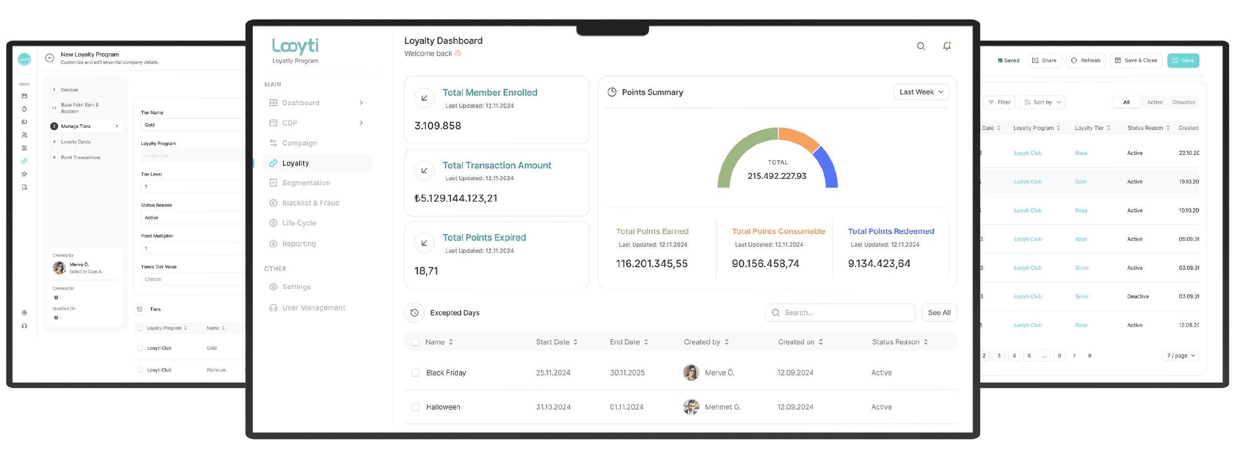 Looyti mobile app sidebar appearance